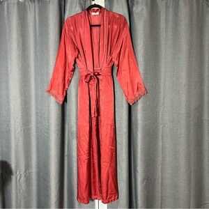 Bella Notte Vintage 100% Rayon Satin Lounge Luxury Robe Small Embroidered